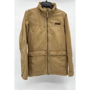 Columbia Jacket Mens Small Tan Barn Chore Coat Workwear Fleece Lined Zip Snap